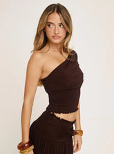 Full Orbit One Shoulder Top Chocolate