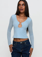 This Fate Long Sleeve Ring Detail Top Blue