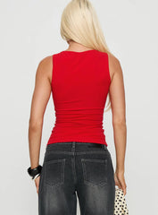 Lose Your Number High Neck Top Red