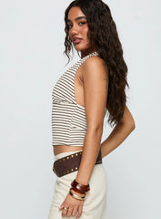 Whimsy Halter Top Chocolate / White Stripe