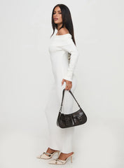 Celestara Long Sleeve Off Shoulder Maxi Dress White