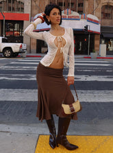 Lewish Low Rise Midi Skirt Chocolate