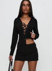 Feminique Skort Black Stripe