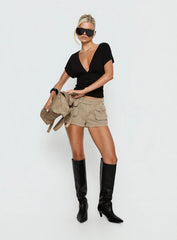 Headphones On Micro Cargo Short Washed Brown