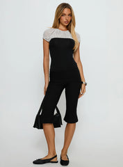 Naria Top Chiffon White Basic Polka Black