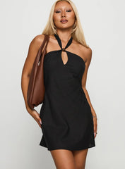 Loleila Halter Mini Dress Black