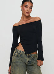Endellion Off Shoulder Long Sleeve Top Black
