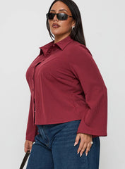 Anni Pinstripe Shirt Red Curve