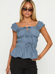 Scouts Honour Shirred Top Blue / White