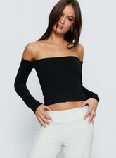 Ellaina Off Shoulder Long Sleeve Top Black
