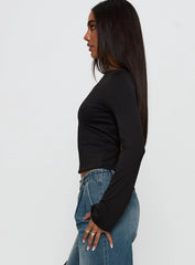 Lifes Good Long Sleeve Backless Top Black