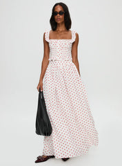 Valerio Maxi Skirt White / Red