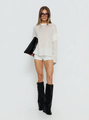 Settle Down Layered Long Sleeve Top White