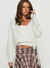 Daelan Wrap Knit Cardigan Grey Marle