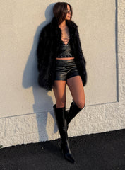Super Trouper Faux Fur Jacket Black