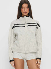 Overstayed Zip Through Cardigan Grey