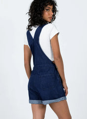 Kacey Short Overalls Dark Wash Denim