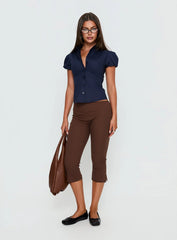 Academia Puff Sleeve Top Navy