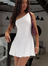 Writing Vows One Shoulder Mini Dress White