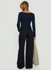 Supercut Low Rise Baggy Pleat Jeans Washed Black