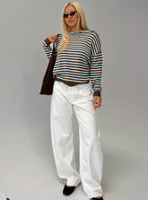 Kaio Mid Rise Barrel Leg Denim Jeans White