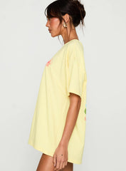 Firenze Flower Market Oversized Graphic Tee Yellow