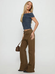 Thrill Ride Mid Rise Flare Jeans Washed Brown