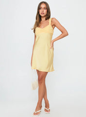 Star Gazer Ruched Mini Dress Yellow