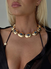 Donella Chunky Stone Necklace Gold