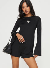 Fayette Long Sleeve Romper Black