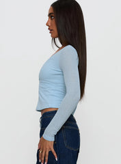 This Fate Long Sleeve Ring Detail Top Blue