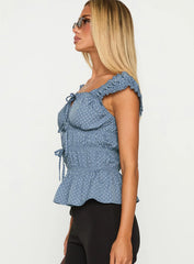 Scouts Honour Shirred Top Blue / White