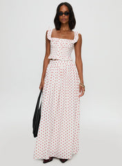 Valerio Maxi Skirt White / Red