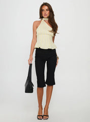 Zukaia One Shoulder Scarf Top Yellow Stripe