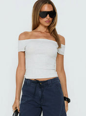 Baseline Boat Neck Top Grey Marle