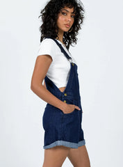 Kacey Short Overalls Dark Wash Denim