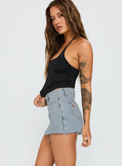 Make My Day Mid Rise Denim Skort Light Wash