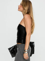 Oaklee Strapless Faux Leather Top Black
