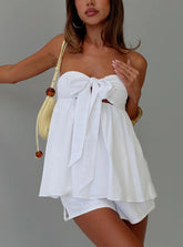 Estellar Strapless Tie Detail Top White