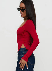 Keane Long Sleeve Top Red