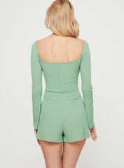 Victorine Long Sleeve Romper Sage