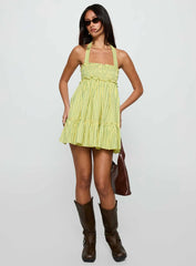 Tiptoe Mini Dress Yellow Stripe