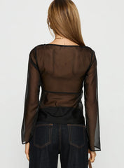 Beecher Sheer Long Sleeve Top Black
