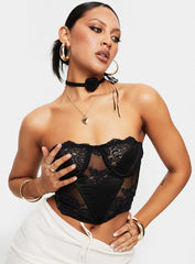 Harto Lace Strapless Top Black