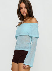 Chanice Off Shoulder Long Sleeve Top Blue