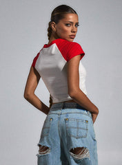 JGR & STN All Star Baby Tee Vintage White / Red