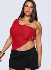 Machiatto One Shoulder Top Red Curve