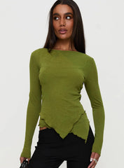 I Know You Backless Long Sleeve Top Green