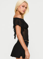 Cicero One Shoulder Frill Top Black