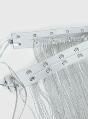 Artemas Studded Tassel Belt Silver